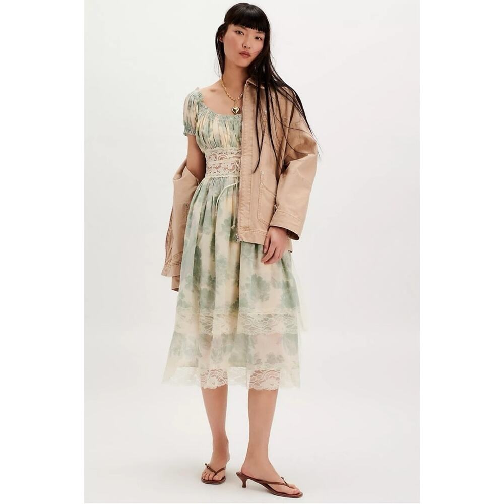 Free People Ethereal Dainty Lace Honeysuckle Floral Printed Midi Dress Large - Picture 14 of 16